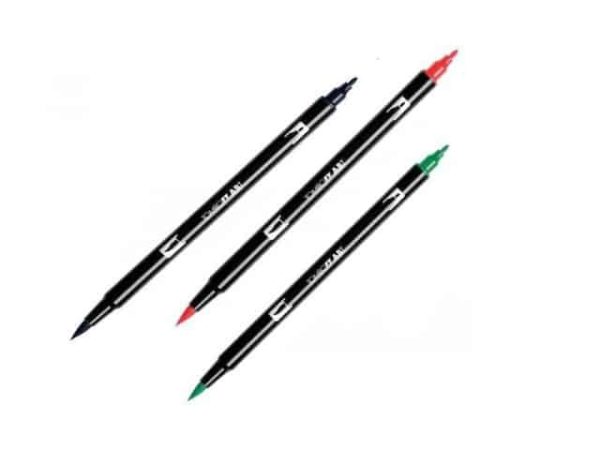 De Tombow Dual Brush Pen is een marker met twee punten: de fijne punt kan gebruikt worden voor de dunne lijnen op uw stencil.