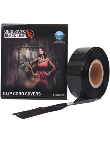 Clipcord cover 55mm x 365m zwart. zonder afscheurperforatie, beschermt tegen kruisbesmetting, voor individueel snijden tot elke gewenste lengte.