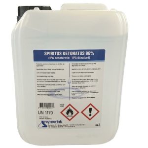 Alcohol 96 Spiritus ketonatus 5000ml. Alcohol 96% (ook wel Spiritus ketonatus 96% genoemd), is een desinfectievloeistof op basis van gedenatureerde ethanol.