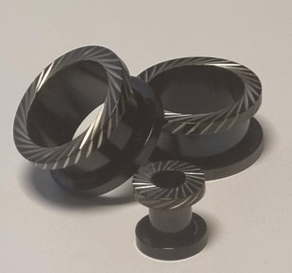 Titanium Tunnel Screw-fit Black with turning Strokes ( G23 Titanium )