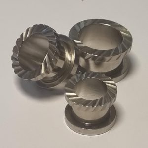 Titanium Tunnel Screw-fit Silver color with turning Strokes ( G23 Titanium )
