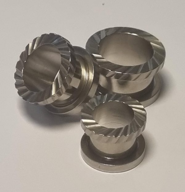 Titanium Tunnel Screw-fit Silver color with turning Strokes ( G23 Titanium )
