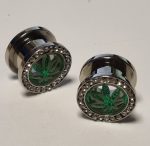 Titanium Tunnel Screw-fit Silver Diamond Ring + Wietblad  ( G23 Titanium )