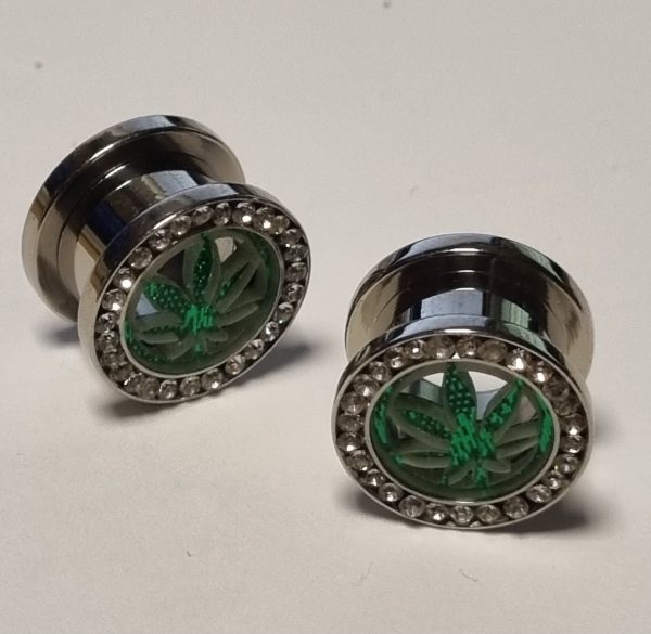 Titanium Tunnel Screw-fit Silver Diamond Ring + Wietblad  ( G23 Titanium )