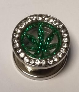 Titanium Tunnel Screw-fit Silver Diamond Ring + Wietblad ( G23 Titanium )